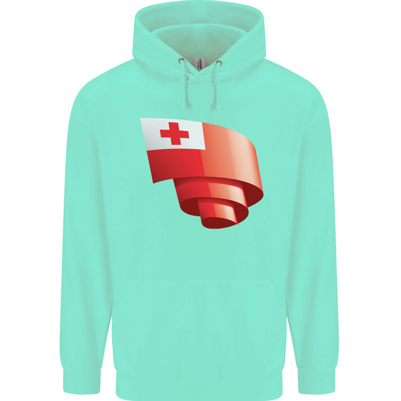 Curled Tongo Flag Tongan Day Football Childrens Kids Hoodie Peppermint