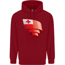 Curled Tongo Flag Tongan Day Football Childrens Kids Hoodie Red