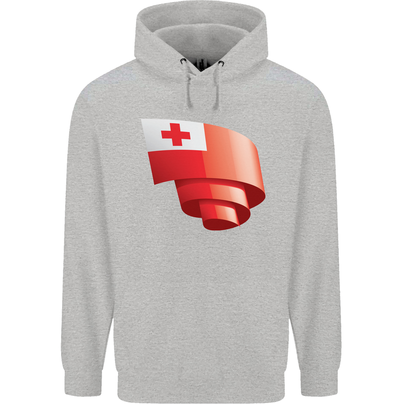 Curled Tongo Flag Tongan Day Football Childrens Kids Hoodie Sports Grey