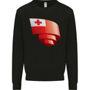 Curled Tongo Flag Tongan Day Football Kids Sweatshirt Jumper Black