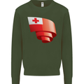Curled Tongo Flag Tongan Day Football Kids Sweatshirt Jumper Forest Green