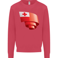 Curled Tongo Flag Tongan Day Football Kids Sweatshirt Jumper Heliconia