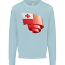 Curled Tongo Flag Tongan Day Football Kids Sweatshirt Jumper Light Blue