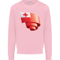 Curled Tongo Flag Tongan Day Football Kids Sweatshirt Jumper Light Pink