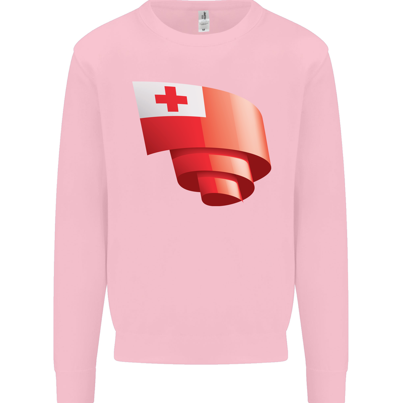 Curled Tongo Flag Tongan Day Football Kids Sweatshirt Jumper Light Pink