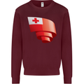 Curled Tongo Flag Tongan Day Football Kids Sweatshirt Jumper Maroon