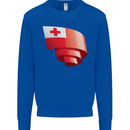 Curled Tongo Flag Tongan Day Football Kids Sweatshirt Jumper Royal Blue