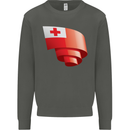 Curled Tongo Flag Tongan Day Football Kids Sweatshirt Jumper Storm Grey
