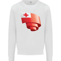 Curled Tongo Flag Tongan Day Football Kids Sweatshirt Jumper White