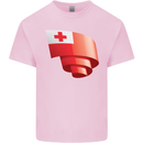 Curled Tongo Flag Tongan Day Football Kids T-Shirt Childrens Light Pink