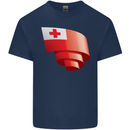 Curled Tongo Flag Tongan Day Football Mens Cotton T-Shirt Tee Top Navy Blue