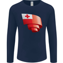 Curled Tongo Flag Tongan Day Football Mens Long Sleeve T-Shirt Navy Blue