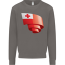 Curled Tongo Flag Tongan Day Football Mens Sweatshirt Jumper Charcoal