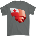 Curled Tongo Flag Tongan Day Football Mens T-Shirt 100% Cotton Charcoal