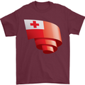 Curled Tongo Flag Tongan Day Football Mens T-Shirt 100% Cotton Maroon