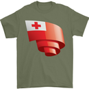 Curled Tongo Flag Tongan Day Football Mens T-Shirt 100% Cotton Military Green