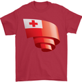 Curled Tongo Flag Tongan Day Football Mens T-Shirt 100% Cotton Red