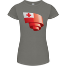 Curled Tongo Flag Tongan Day Football Womens Petite Cut T-Shirt Charcoal