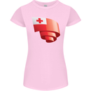 Curled Tongo Flag Tongan Day Football Womens Petite Cut T-Shirt Light Pink