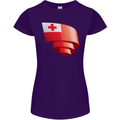 Curled Tongo Flag Tongan Day Football Womens Petite Cut T-Shirt Purple