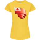 Curled Tongo Flag Tongan Day Football Womens Petite Cut T-Shirt Yellow