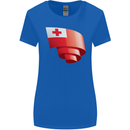 Curled Tongo Flag Tongan Day Football Womens Wider Cut T-Shirt Royal Blue