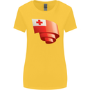 Curled Tongo Flag Tongan Day Football Womens Wider Cut T-Shirt Yellow