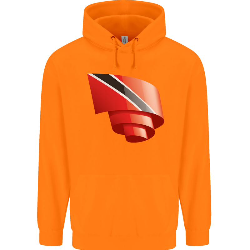Curled Trinidad and Tobago Day Football Childrens Kids Hoodie Orange