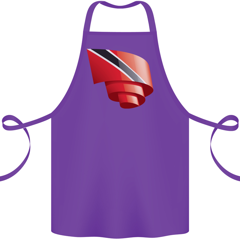 Curled Trinidad and Tobago Day Football Cotton Apron 100% Organic Purple