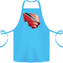 Curled Trinidad and Tobago Day Football Cotton Apron 100% Organic Turquoise