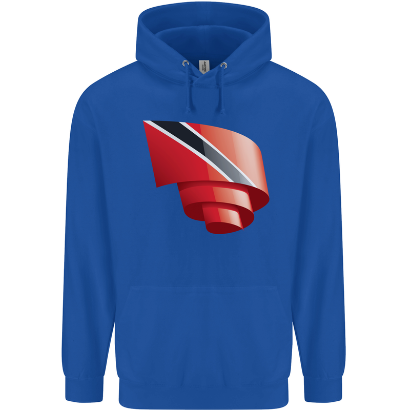 Curled Trinidad and Tobago Day Football Mens 80% Cotton Hoodie Royal Blue