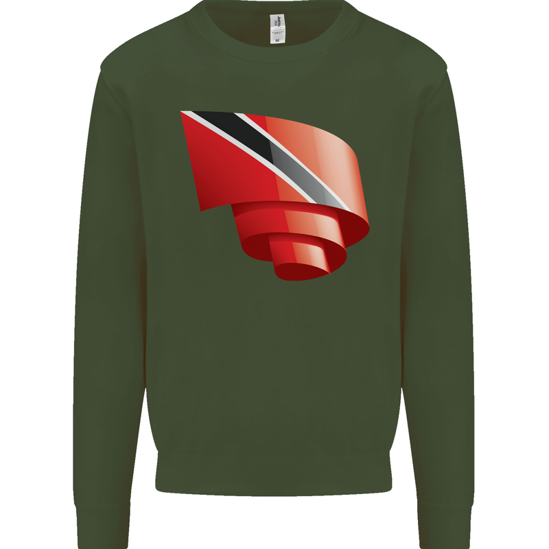 Curled Trinidad and Tobago Day Football Mens Sweatshirt Jumper Forest Green