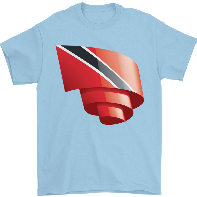 Curled Trinidad and Tobago Day Football Mens T-Shirt 100% Cotton Light Blue