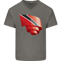 Curled Trinidad and Tobago Day Football Mens V-Neck Cotton T-Shirt Charcoal