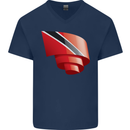 Curled Trinidad and Tobago Day Football Mens V-Neck Cotton T-Shirt Navy Blue