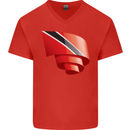 Curled Trinidad and Tobago Day Football Mens V-Neck Cotton T-Shirt Red