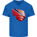 Curled Trinidad and Tobago Day Football Mens V-Neck Cotton T-Shirt Royal Blue