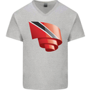 Curled Trinidad and Tobago Day Football Mens V-Neck Cotton T-Shirt Sports Grey