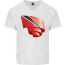 Curled Trinidad and Tobago Day Football Mens V-Neck Cotton T-Shirt White