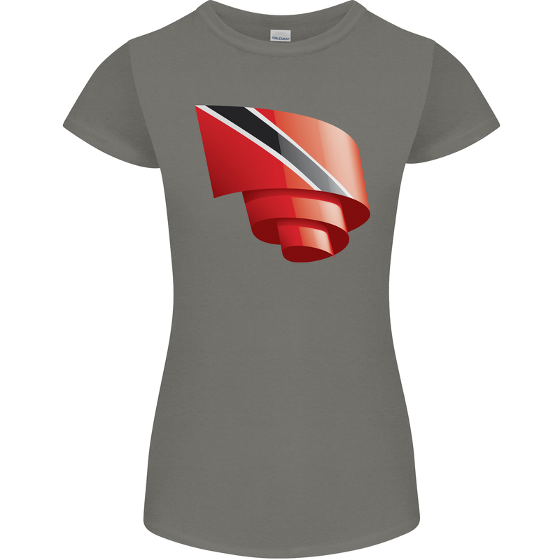 Curled Trinidad and Tobago Day Football Womens Petite Cut T-Shirt Charcoal