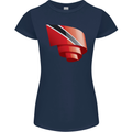 Curled Trinidad and Tobago Day Football Womens Petite Cut T-Shirt Navy Blue