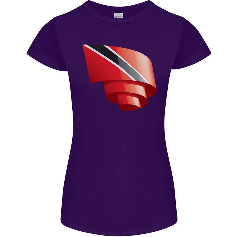 Curled Trinidad and Tobago Day Football Womens Petite Cut T-Shirt Purple