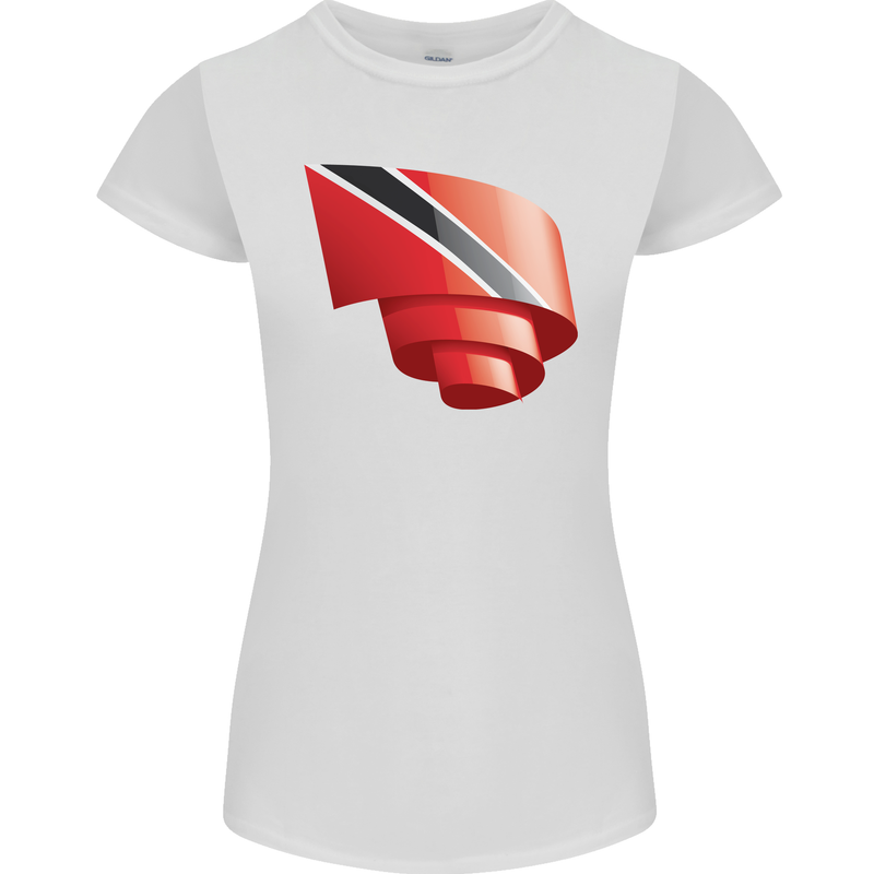 Curled Trinidad and Tobago Day Football Womens Petite Cut T-Shirt White