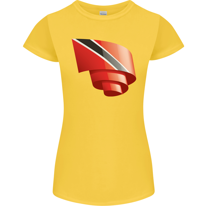Curled Trinidad and Tobago Day Football Womens Petite Cut T-Shirt Yellow