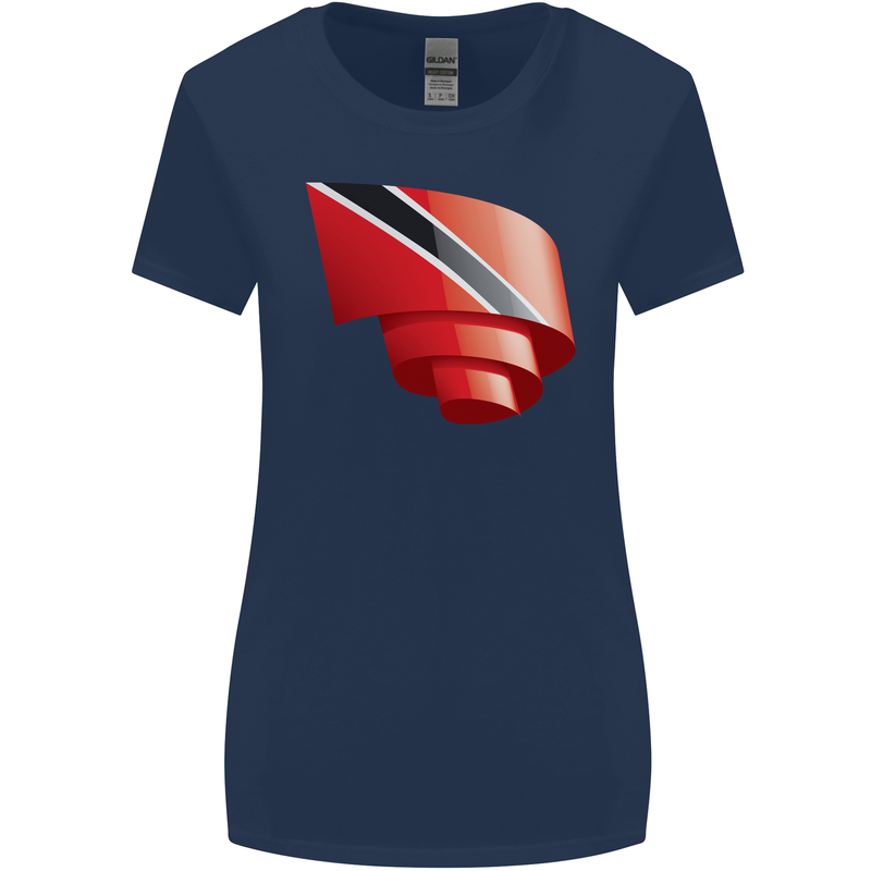 Curled Trinidad and Tobago Day Football Womens Wider Cut T-Shirt Navy Blue