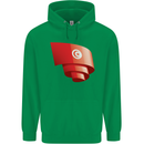Curled Tunisia Flag Tunisian Day Football Childrens Kids Hoodie Irish Green