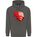 Curled Tunisia Flag Tunisian Day Football Childrens Kids Hoodie Storm Grey