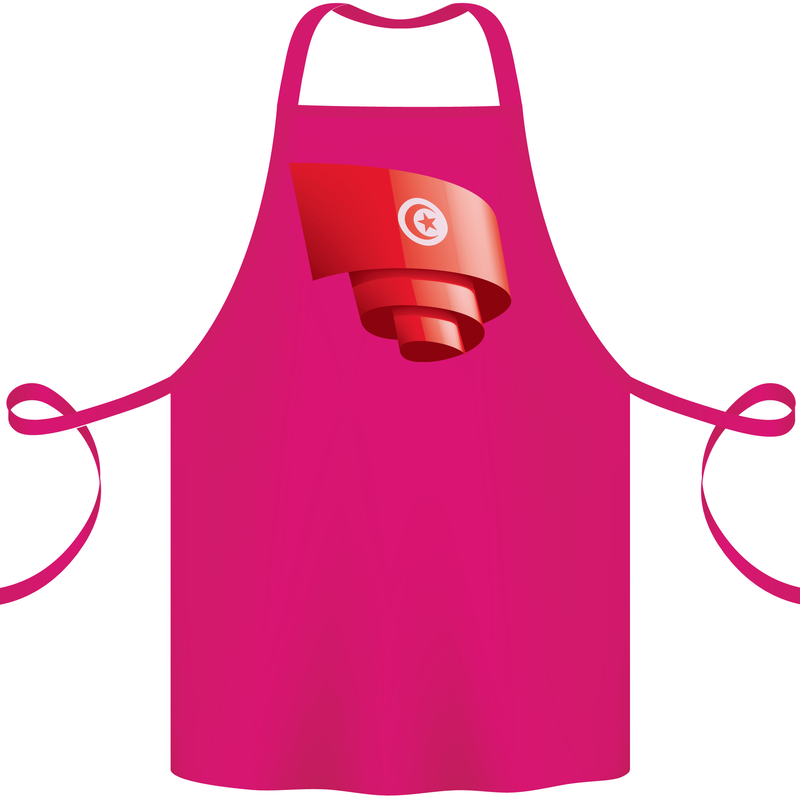 Curled Tunisia Flag Tunisian Day Football Cotton Apron 100% Organic Pink