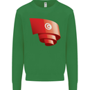 Curled Tunisia Flag Tunisian Day Football Kids Sweatshirt Jumper Irish Green