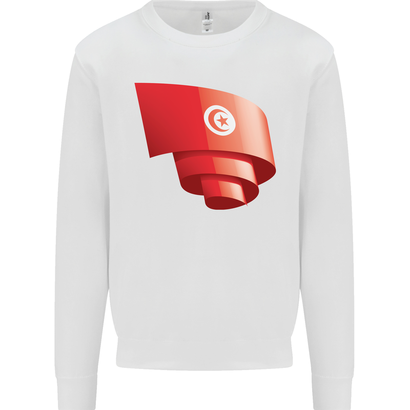 Curled Tunisia Flag Tunisian Day Football Kids Sweatshirt Jumper White